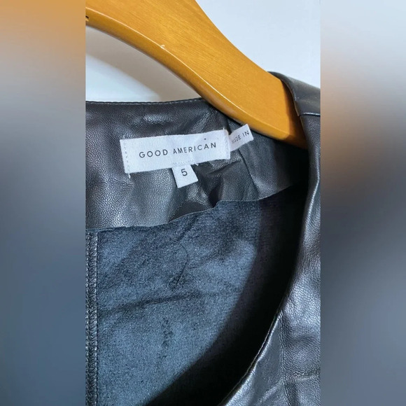 NWT Strong-Shoulder Faux-Leather Black Sleeveless Bodysuit Size 5 (2XL) - Picture 8 of 10